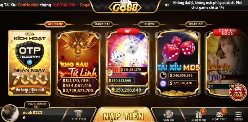 Tải go88 chơi game giải trí nhận tiền thật xanh chín